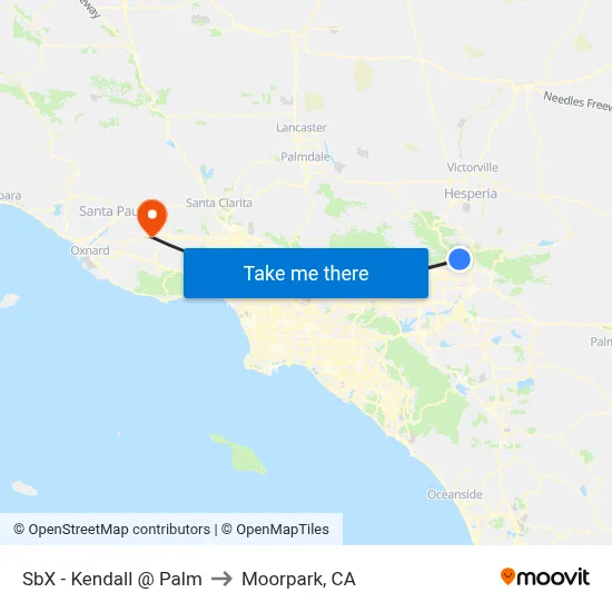 SbX - Kendall @ Palm to Moorpark, CA map