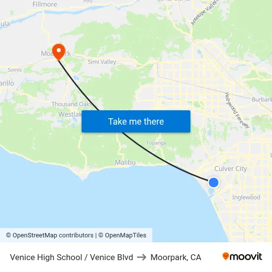 Venice High School / Venice Blvd to Moorpark, CA map