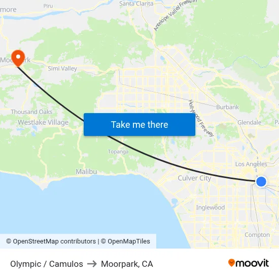 Olympic / Camulos to Moorpark, CA map