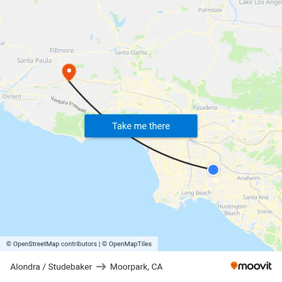 Alondra / Studebaker to Moorpark, CA map