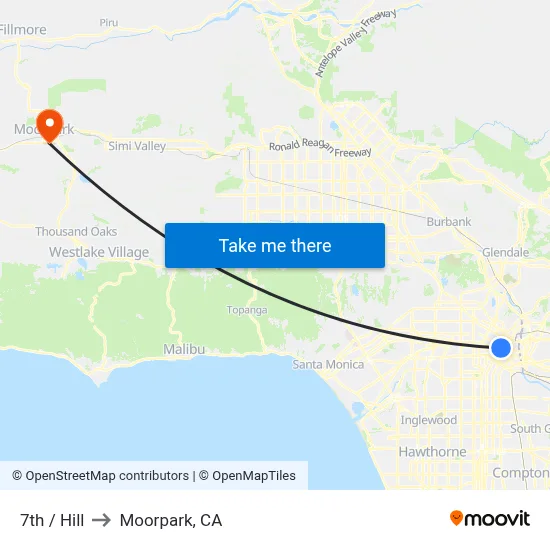 7th / Hill to Moorpark, CA map