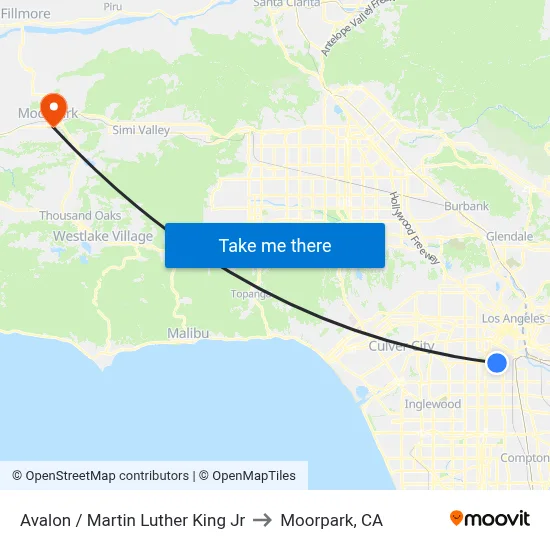 Avalon / Martin Luther King Jr to Moorpark, CA map