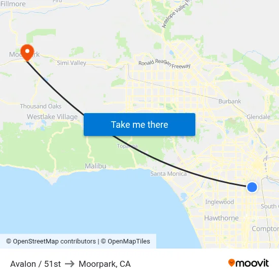 Avalon / 51st to Moorpark, CA map