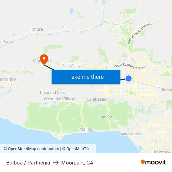 Balboa / Parthenia to Moorpark, CA map