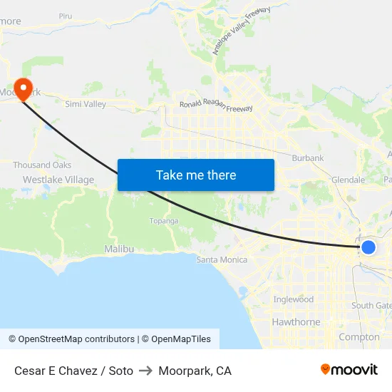 Cesar E Chavez / Soto to Moorpark, CA map
