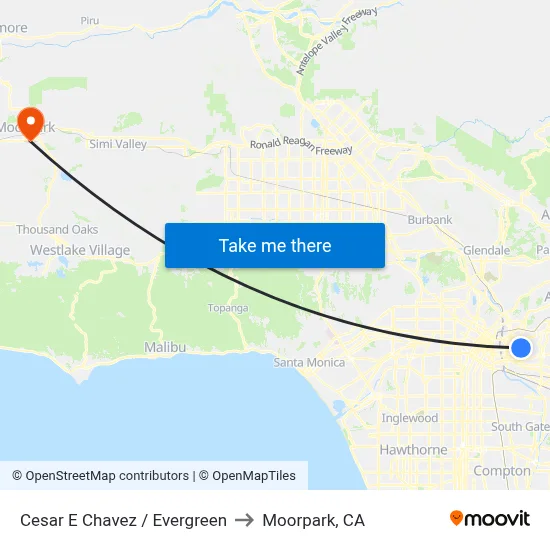 Cesar E Chavez / Evergreen to Moorpark, CA map
