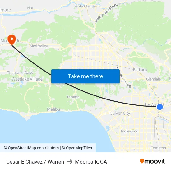 Cesar E Chavez / Warren to Moorpark, CA map