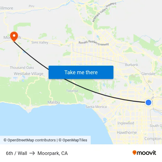 6th / Wall to Moorpark, CA map