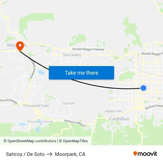 Saticoy / De Soto to Moorpark, CA map