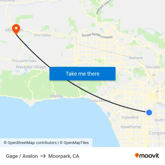 Gage / Avalon to Moorpark, CA map
