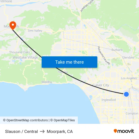 Slauson / Central to Moorpark, CA map
