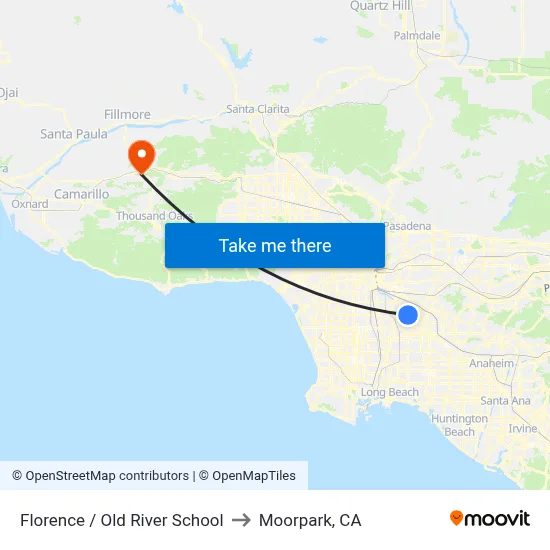 Florence / Old River School to Moorpark, CA map