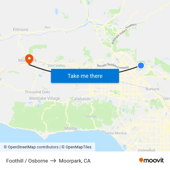 Foothill / Osborne to Moorpark, CA map