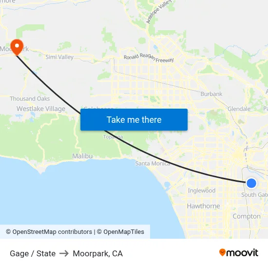 Gage / State to Moorpark, CA map