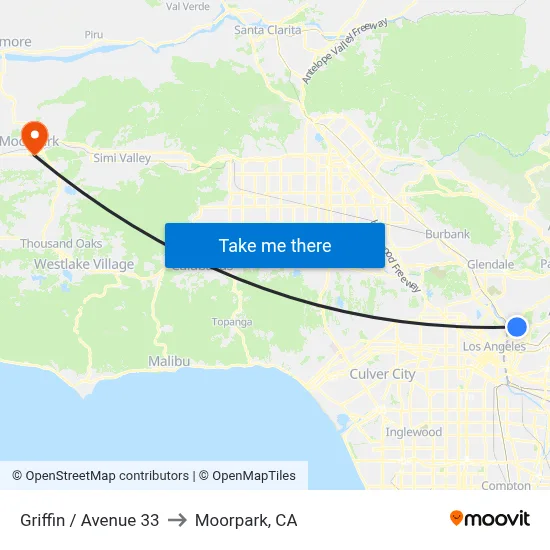 Griffin / Avenue 33 to Moorpark, CA map