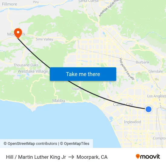 Hill / Martin Luther King Jr to Moorpark, CA map