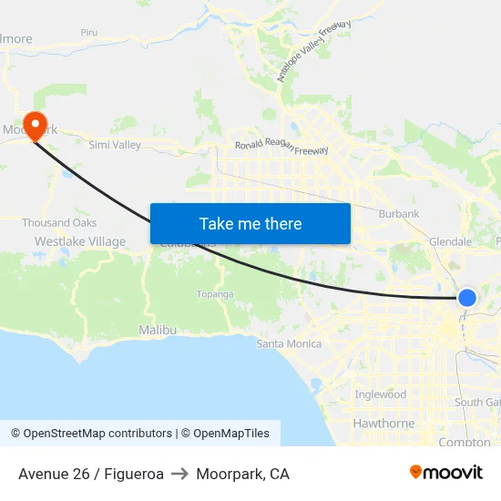 Avenue 26 / Figueroa to Moorpark, CA map