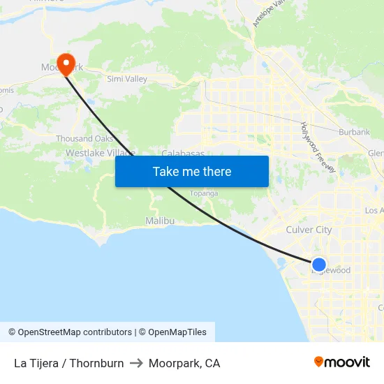 La Tijera / Thornburn to Moorpark, CA map