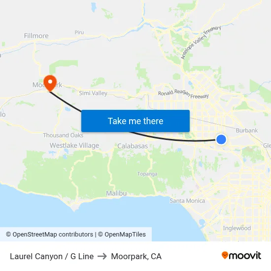 Laurel Canyon / G Line to Moorpark, CA map