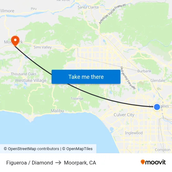 Figueroa / Diamond to Moorpark, CA map