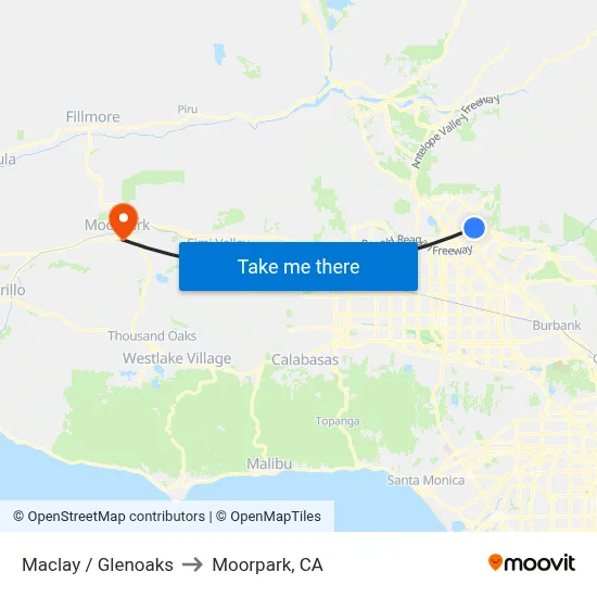 Maclay / Glenoaks to Moorpark, CA map