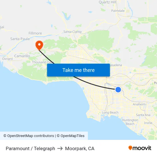 Paramount / Telegraph to Moorpark, CA map
