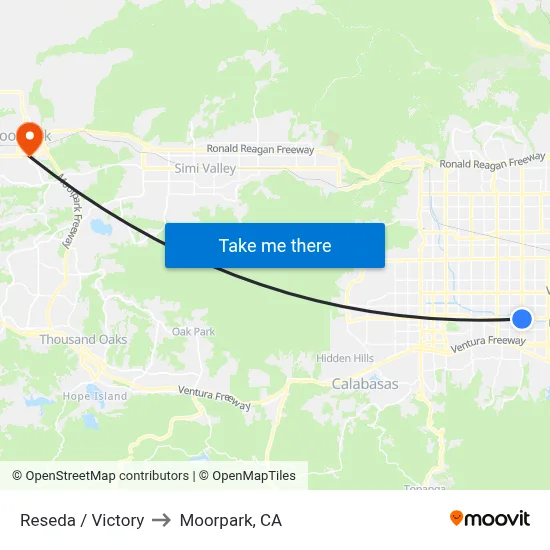 Reseda / Victory to Moorpark, CA map