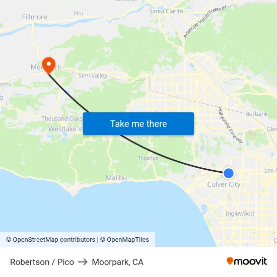 Robertson / Pico to Moorpark, CA map