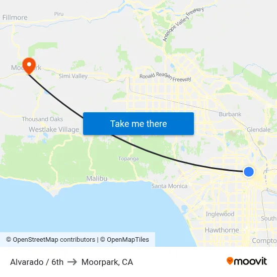 Alvarado / 6th to Moorpark, CA map