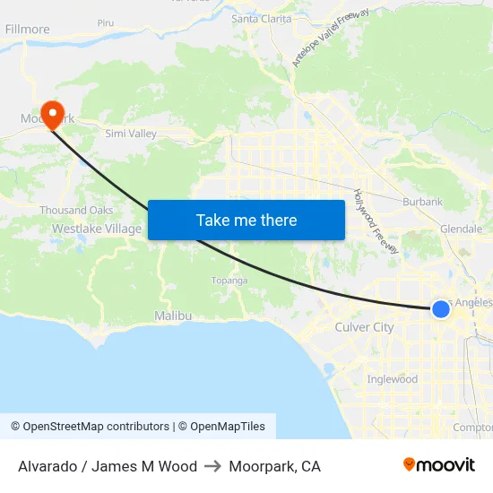 Alvarado / James M Wood to Moorpark, CA map