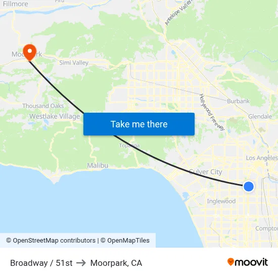 Broadway / 51st to Moorpark, CA map