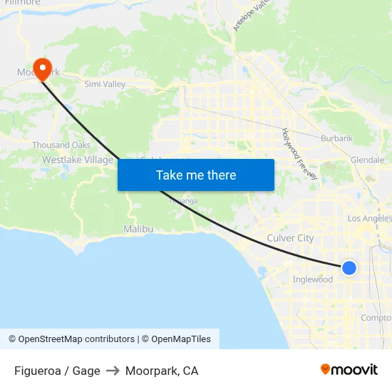 Figueroa / Gage to Moorpark, CA map