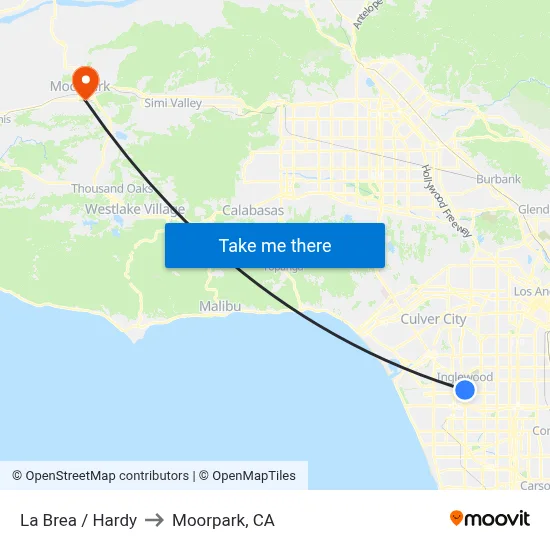 La Brea / Hardy to Moorpark, CA map