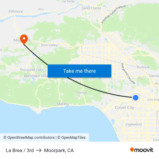 La Brea / 3rd to Moorpark, CA map