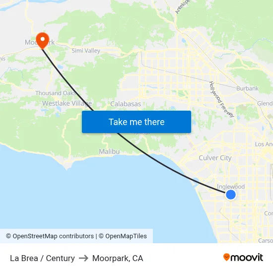 La Brea / Century to Moorpark, CA map