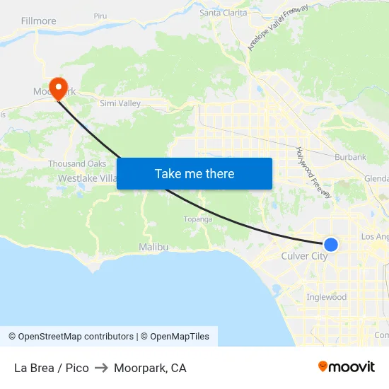 La Brea / Pico to Moorpark, CA map