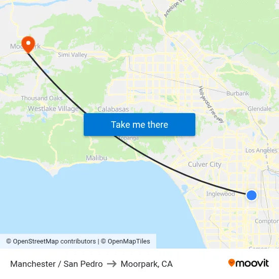Manchester / San Pedro to Moorpark, CA map