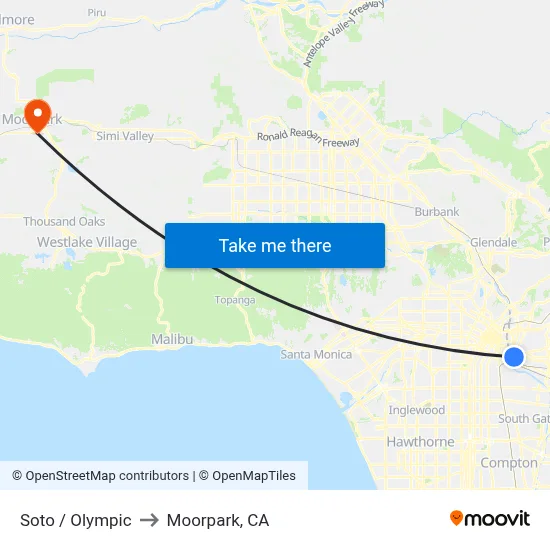 Soto / Olympic to Moorpark, CA map