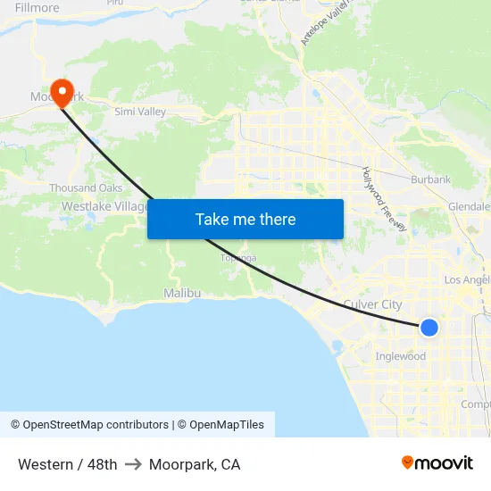 Western / 48th to Moorpark, CA map