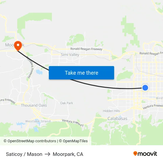 Saticoy / Mason to Moorpark, CA map