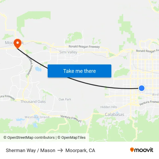 Sherman Way / Mason to Moorpark, CA map