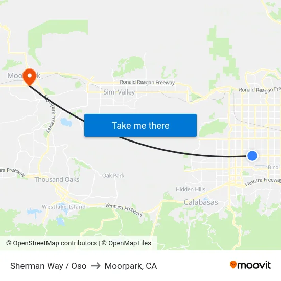 Sherman Way / Oso to Moorpark, CA map