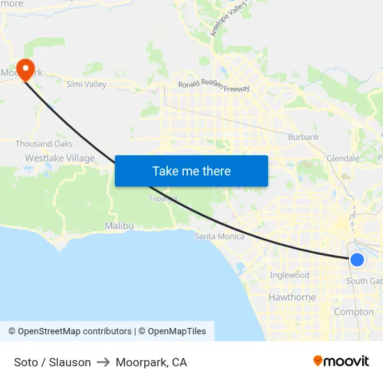Soto / Slauson to Moorpark, CA map