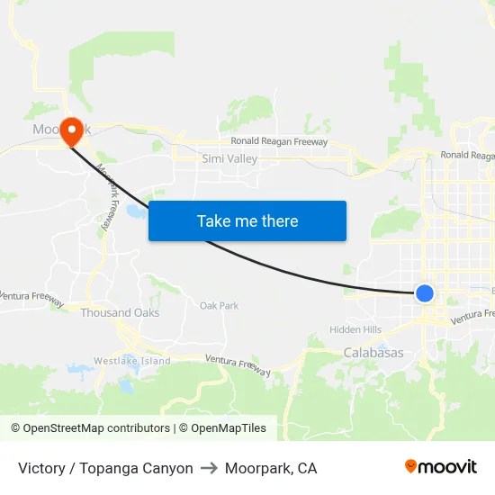 Victory / Topanga Canyon to Moorpark, CA map