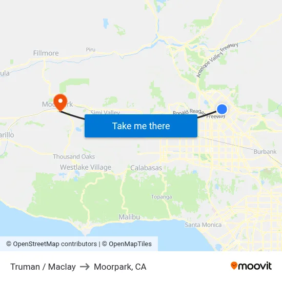 Truman / Maclay to Moorpark, CA map