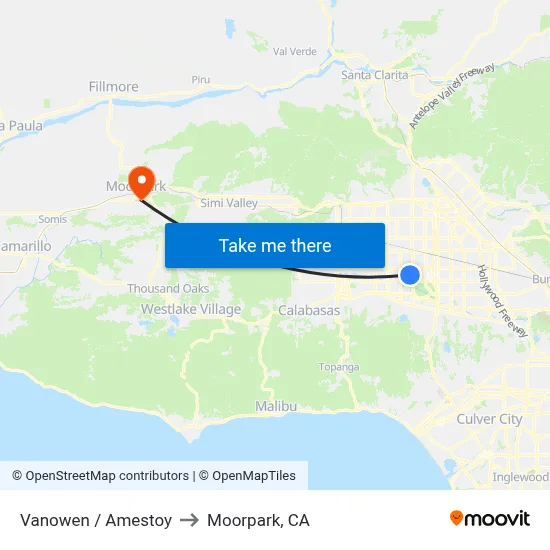Vanowen / Amestoy to Moorpark, CA map