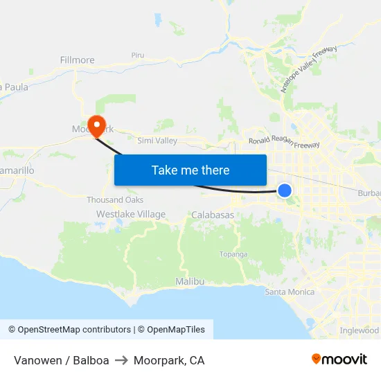 Vanowen / Balboa to Moorpark, CA map