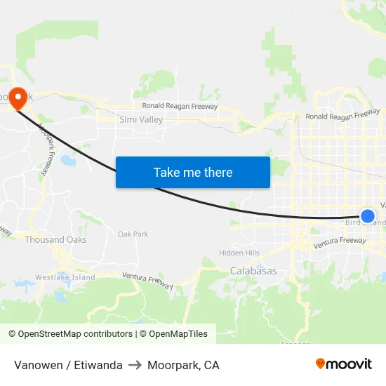 Vanowen / Etiwanda to Moorpark, CA map