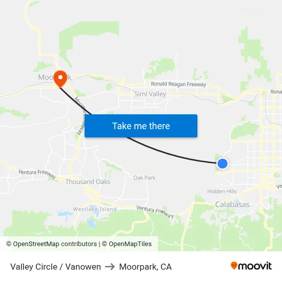 Valley Circle / Vanowen to Moorpark, CA map