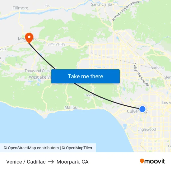 Venice / Cadillac to Moorpark, CA map